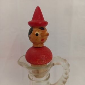 Vintage Wooden Pinocchio Cork Bottle Stopper